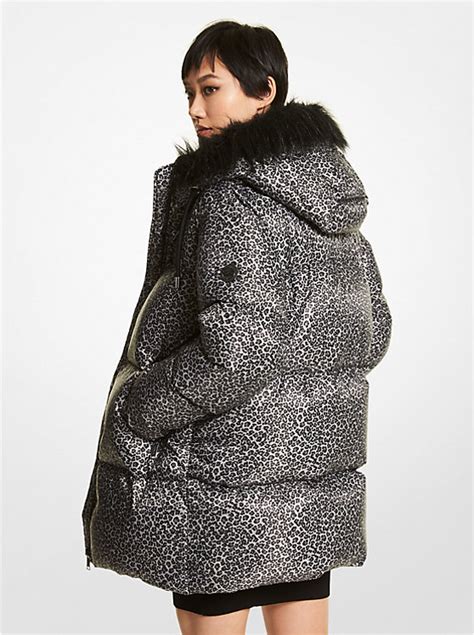 michael michael kors oversized leopard print ciré puffer coat|Oversized Leopard Print Ciré Puffer Coat .